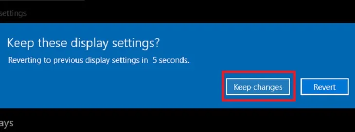 Xác nhận lưu thay đổi cấu hình hiển thị mới trên Windows