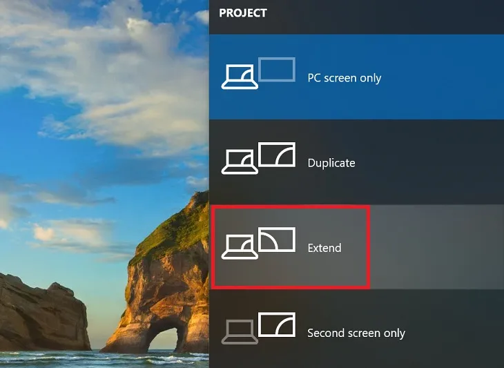 Kết nối đa màn hình và chọn chế độ hiển thị mở rộng Extend