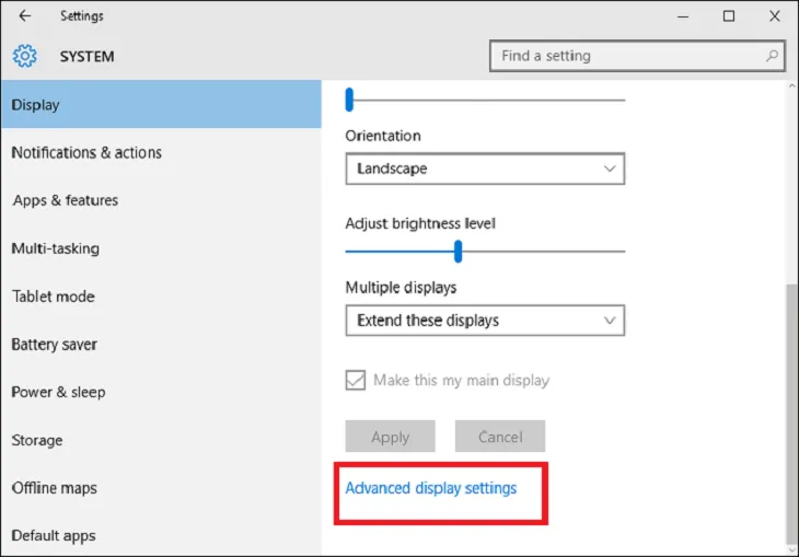 Truy cập cài đặt nâng cao để tinh chỉnh thông số cho riêng từng màn hình