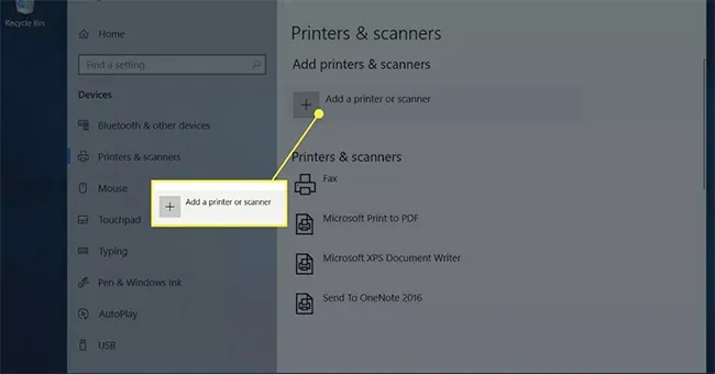 Chọn Add a printer or scanner