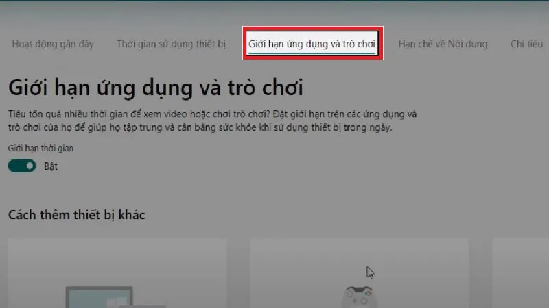 Mục Giới hạn ứng dụng và trò chơi
