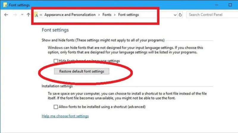Cách khôi phục lại toàn bộ phông chữ mặc định ban đầu của Windows 10