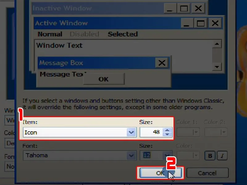 Thiết lập icon trên Windows XP
