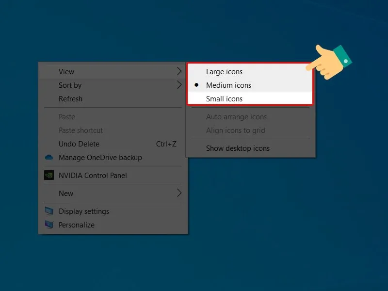 Điều chỉnh kích thước icon desktop