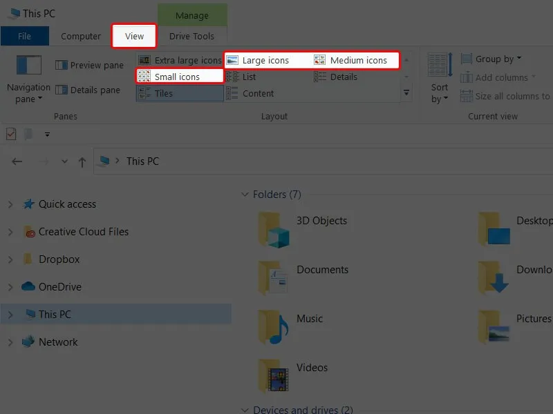 Điều chỉnh hiển thị trong File Explorer
