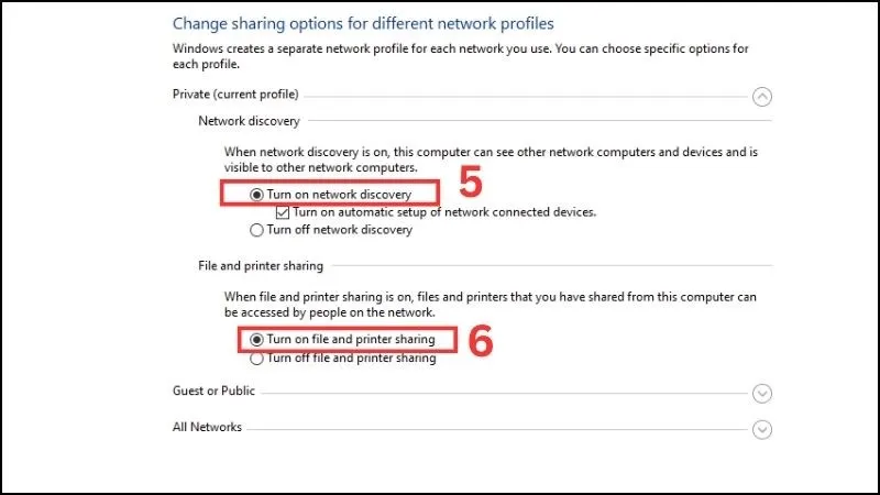 Bật tính năng chia sẻ để chuẩn bị cho giao thức SMB