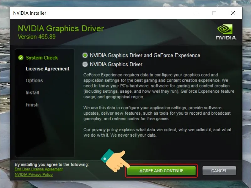 Tiếp tục cài đặt