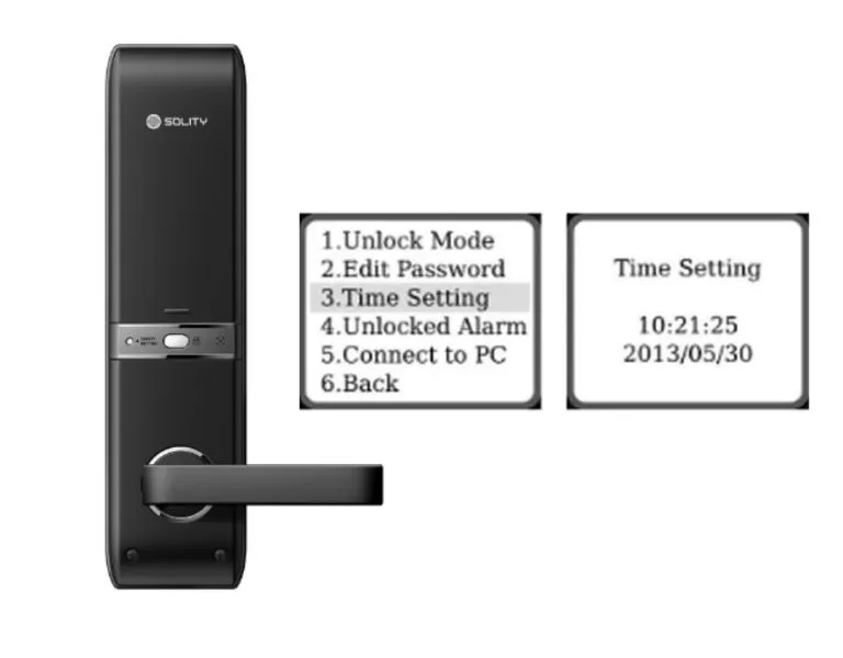 Cách cài đặt khóa cửa vân tay - Thiết lập ngày giờ hiển thị trên khóa