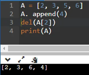 Cách xóa phần tử trong mảng bằng lệnh del