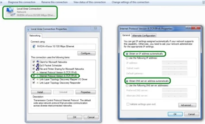 Cấu hình thuộc tính TCP/IPv4 để gán địa chỉ IP cho máy tính