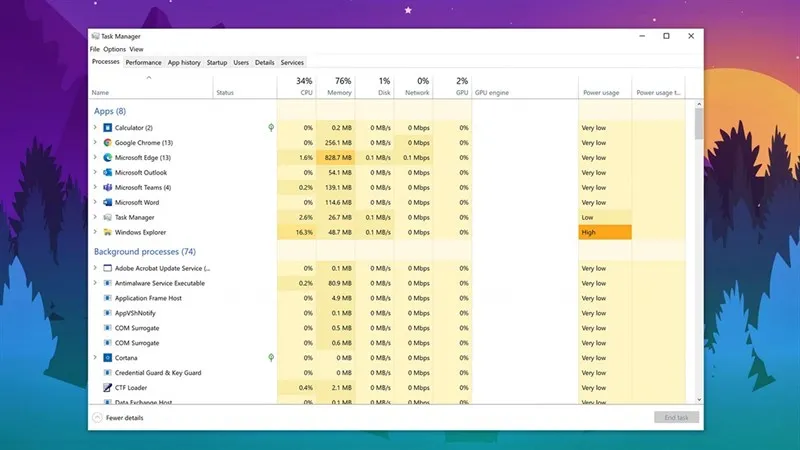 Mở Task Manager bằng tổ hợp phím Ctrl + Shift + Esc