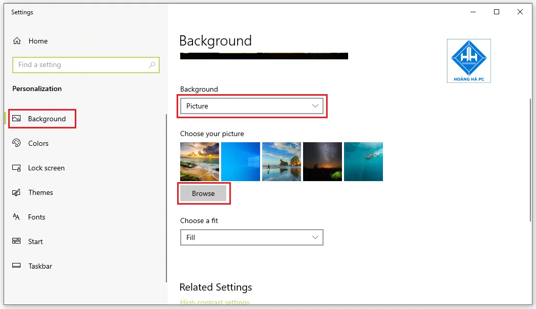 Cài đặt Background trên Windows 10