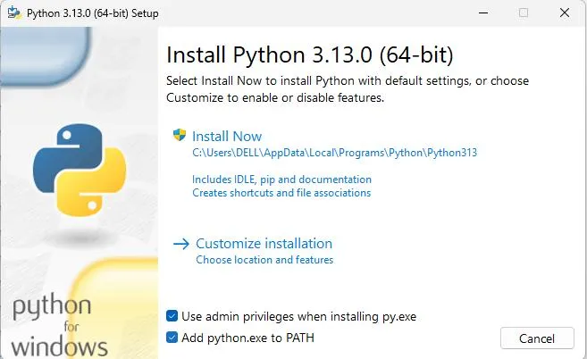 Cài đặt Python trên Windows