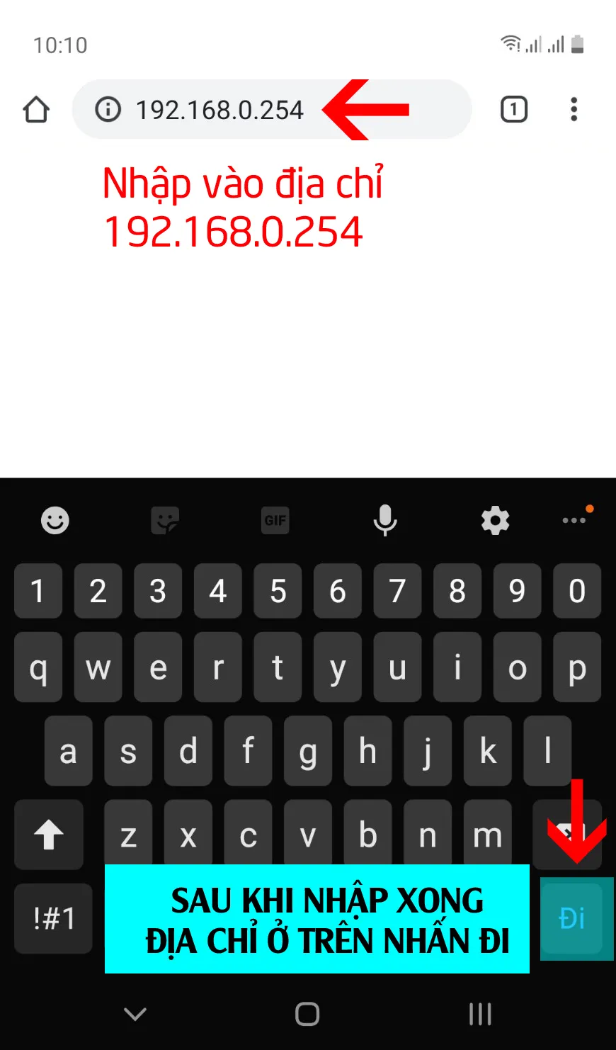 Nhập địa chỉ IP vào trình duyệt