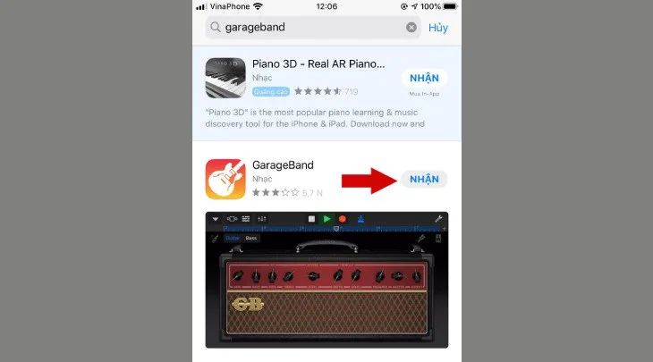Cài đặt ứng dụng GarageBand từ App Store