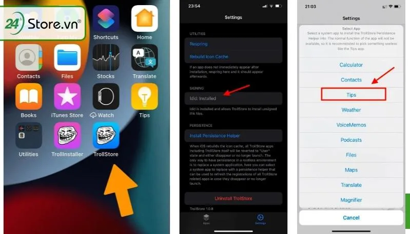 Cài IPA không cần jailbreak với TrollStore