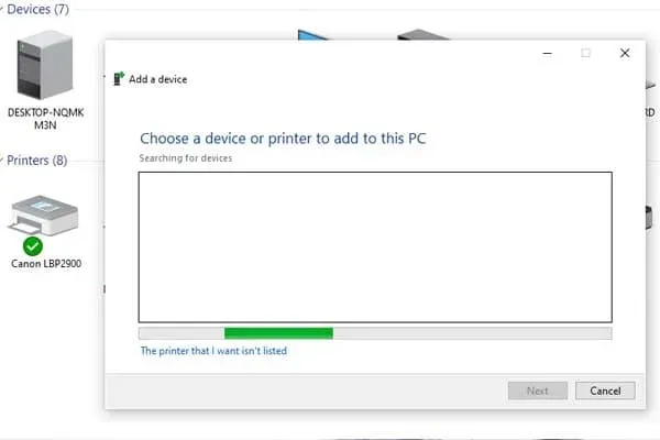 cài máy canon 2900 bằng add printer