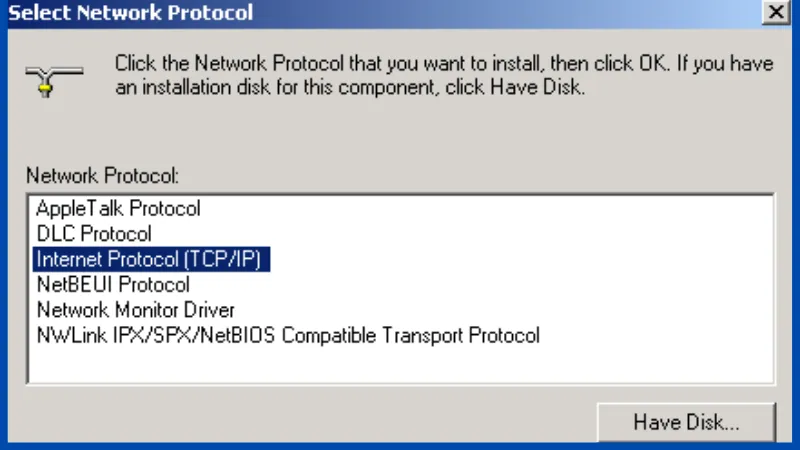 Cài đặt giao thức TCP/IP là bước bắt buộc để máy tính nhận diện được nhau trong mạng