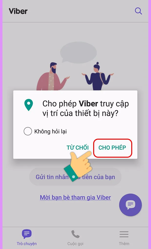 Cấp quyền truy cập cho Viber