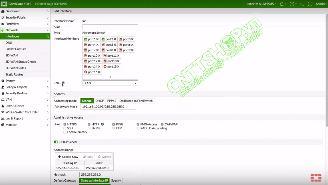 Cấu hình cổng LAN