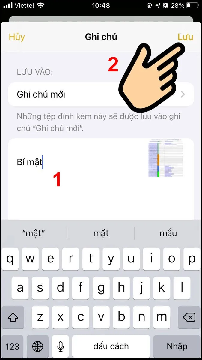 Điền nội dung ghi chú cho dễ nhớ, bấm Lưu