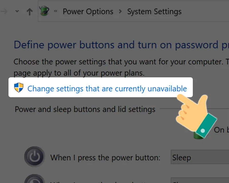 Change settings that are currently unavailable