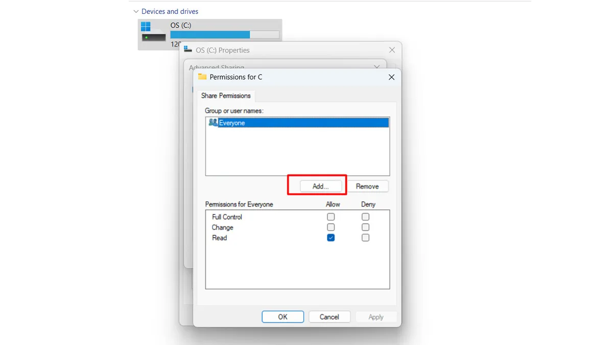 Thêm tài khoản người dùng cụ thể vào danh sách được phép truy cập mạng