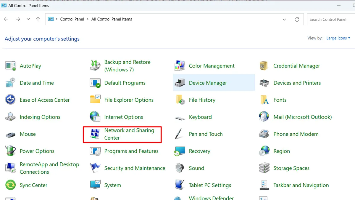 Vị trí kịch hoạt Network Discovery và tắt bảo vệ bằng mật khẩu