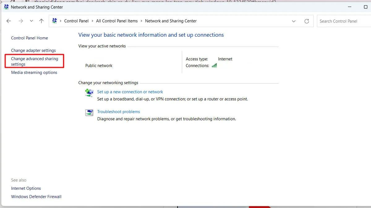 Xác nhận lưu thay đổi sau khi thiết lập quyền chia sẻ công cộng