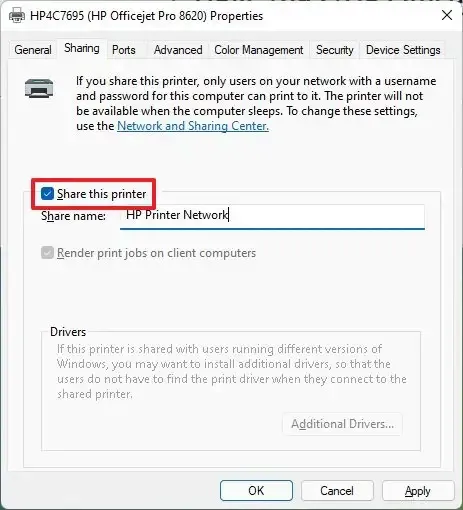 Kích hoạt tính năng Share this printer trên Windows 11