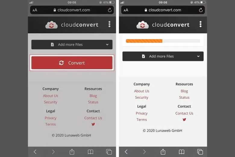 Chờ đợi quá trình chuyển đổi tệp tin hoàn tất trên công cụ chuyển đổi trực tuyến