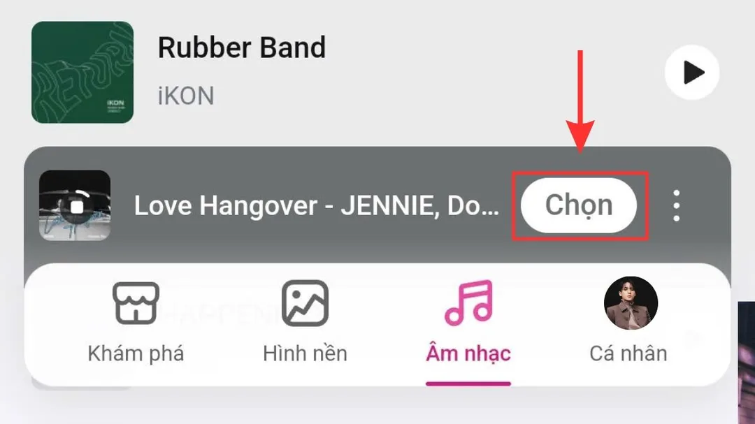 Chọn bài hát yêu thích làm nhạc nền Zalo