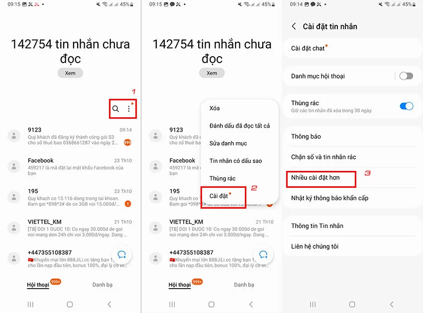 Chọn cài đặt nhiều hơn