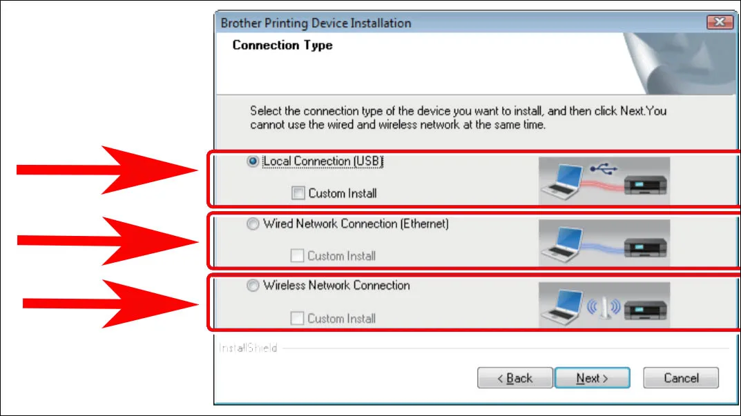 Chọn kiểu kết nối USB trong trình cài đặt