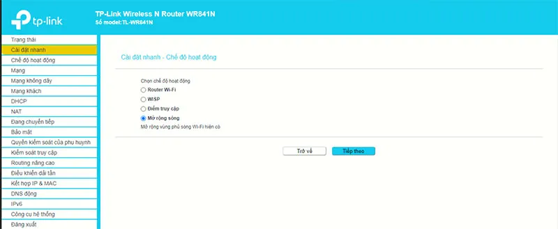 Chọn chế độ mở rộng sóng