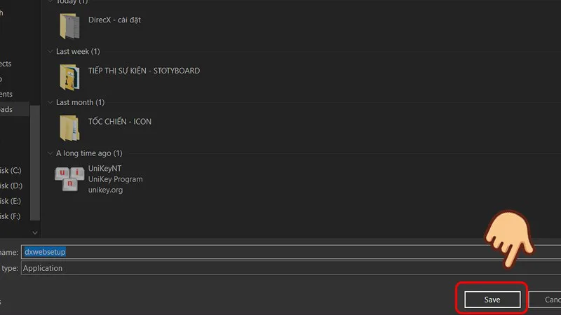 Chọn nơi lưu file cài đặt DirectX