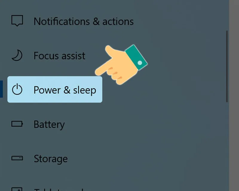 Chọn Power and Sleep