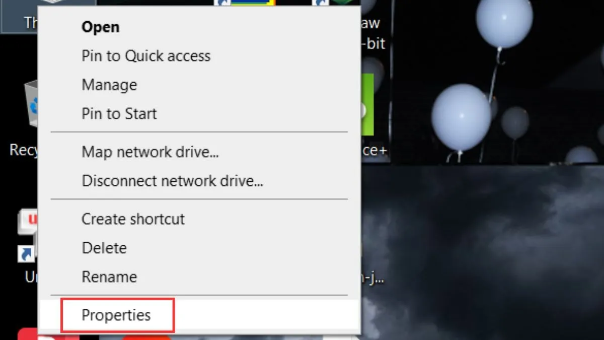 Chọn Properties từ menu ngữ cảnh vừa hiện ra.