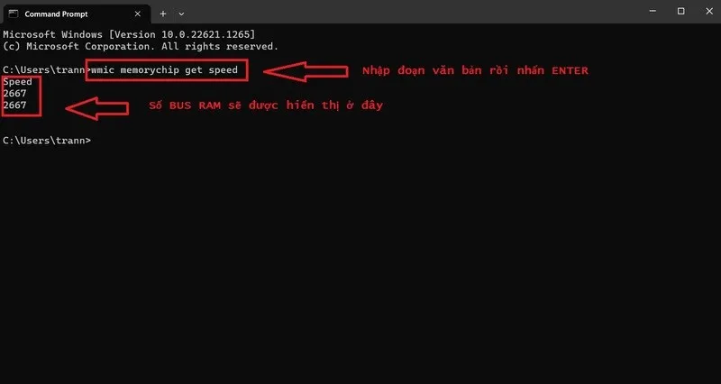 Sau khi nháº­p Ä'oáº¡n vÄƒn báº£n, thông sá»' BUS RAM sáº½ hiá»‡n ra.