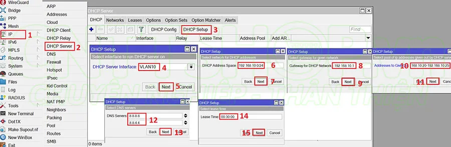 cấu hình DHCP cho vlan 10