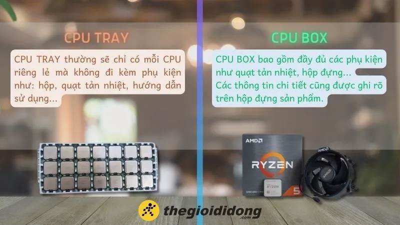 CPU Tray và CPU Box có những cách để nhận diện khác nhau.