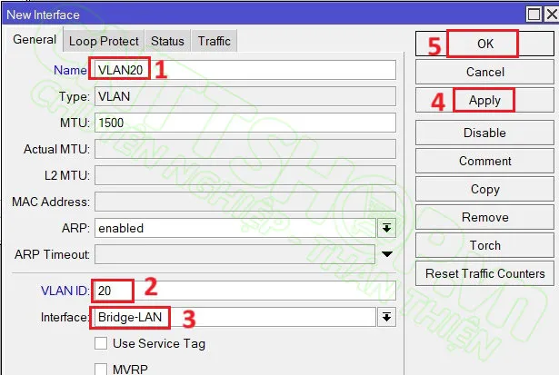 tạo interface vlan20