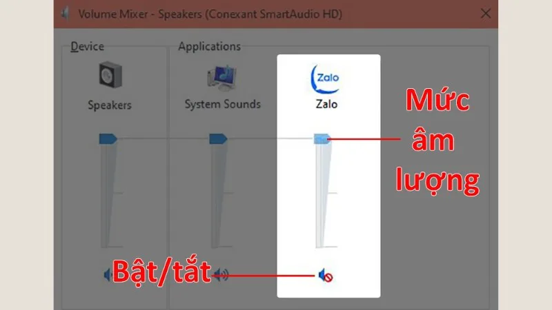 Đảm bảo các loa không ở trạng thái Mute trong Volume Mixer