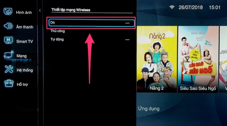 Danh sách các mạng wifi khả dụng xuất hiện