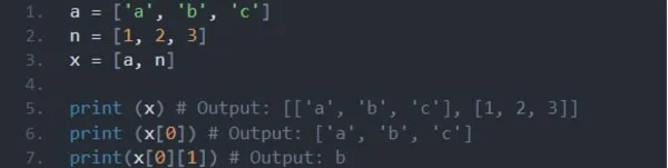 Danh sách chứa trong danh sách