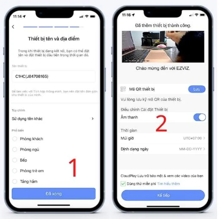 Đặt tên camera và cài đặt múi giờ