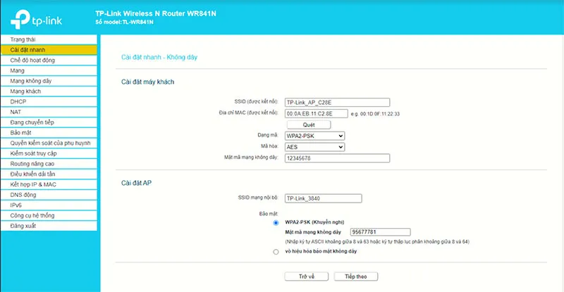 Cấu hình mạng WiFi mới