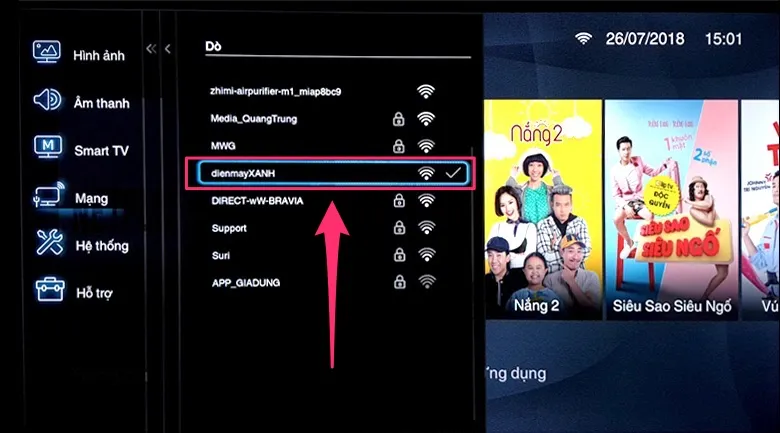 Dấu tích xác nhận kết nối wifi thành công