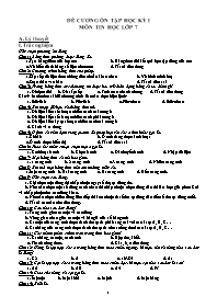 Đề Cương Tin Học Lớp 7: Hướng Dẫn Ôn Tập Học Kì 1 Hiệu Quả