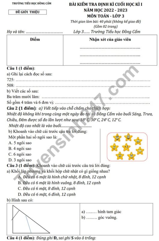 Đề Thi Tin Học Lớp 3 Cuối Kì 1 Năm Học 2025 - 2026 Chuẩn Nhất